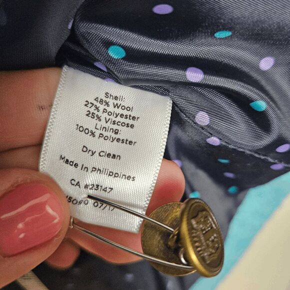 Talbots Herringbone Long Sleeve Wool Blend Blazer Jacket Women's Blue Size 6 - Picture 2 of 4